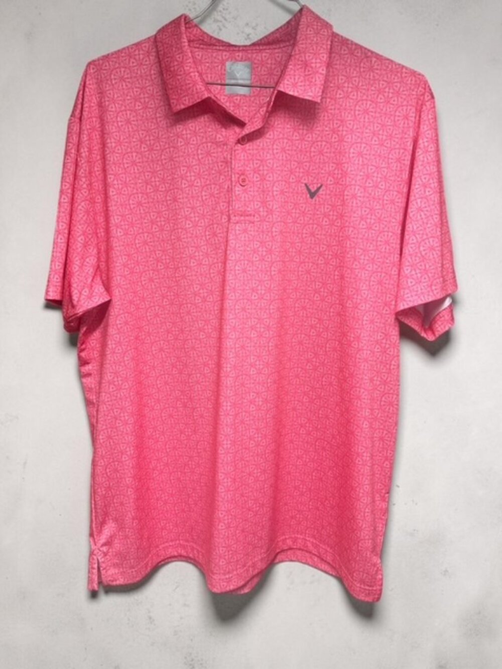 Callaway Geometric Polo Shirt Mens XL Pink Opti Dri Golf SS Polo